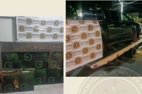 Brigada Militar apreende quase 20 mil maços de cigarros e veículo furtado em Dr. Maurício Cardoso