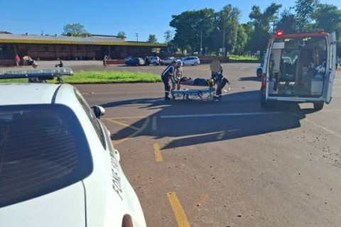 Acidente entre carro e moto deixa motociclista ferido na ERS-155, em Ijuí