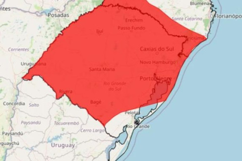 RS tem alerta vermelho para temporal nesta segunda-feira
