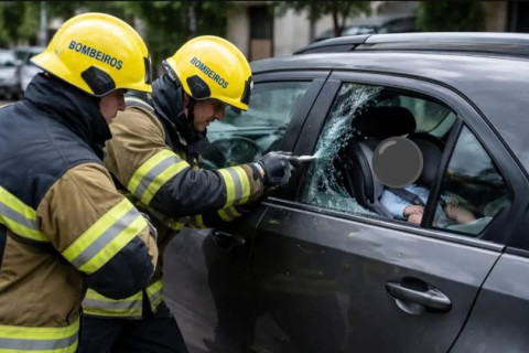 Bombeiros resgatam bebê trancado dentro de veículo em Chapecó