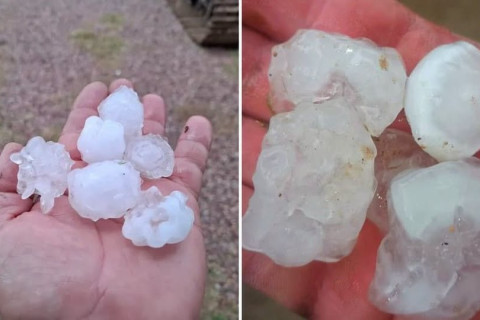 Granizo e chuva forte atingem cidade no Sul do RS; estado tem previsão de temporal